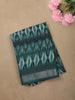Teal Green Ikat Printed Design Linen Cotton Casual Wear Saree