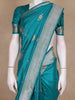 Teal Green Leaf Motif Design Pure Banarasi Saree