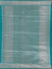 Teal Green Leaf Motif Design Pure Banarasi Saree