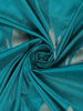 Teal Green Leaf Motif Design Pure Banarasi Saree