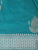 Teal Green Leaf Motif Design Pure Banarasi Saree