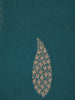 Teal Green Leaf Woven Design Cotton Saree with Self Border