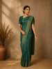 Teal Green Leaf Motif Woven Tussar Silk Saree