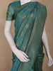 Teal Green Leaf Motif Woven Tussar Silk Saree