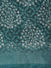 Teal Green Leaf Printed Design Mixed Cotton Saree