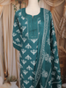 Teal Green Motif Printed Cotton Salwar Suit with Dupatta