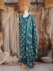 Teal Green Motif Printed Cotton Salwar Suit with Dupatta