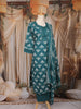 Teal Green Motif Printed Cotton Salwar Suit with Dupatta