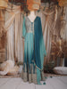 Teal Green Ombre Sequins and Zari Embroidered Design Georgette Anarkali Gown with Dupatta