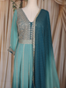 Teal Green Ombre Sequins and Zari Embroidered Design Georgette Anarkali Gown with Dupatta