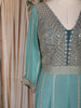 Teal Green Ombre Sequins and Zari Embroidered Design Georgette Anarkali Gown with Dupatta
