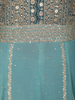 Teal Green Ombre Sequins and Zari Embroidered Design Georgette Anarkali Gown with Dupatta
