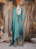 Teal Green Ombre Sequins and Zari Embroidered Design Georgette Anarkali Gown with Dupatta