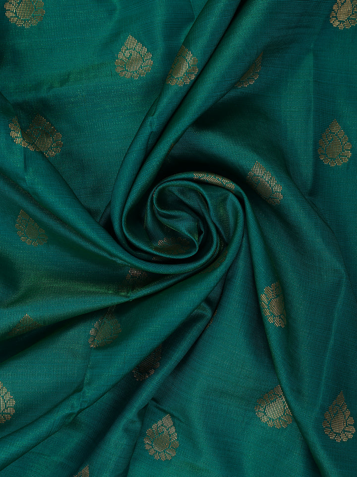 Teal Green Paisley Design Banarasi Silk Saree - Diadem