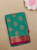 Teal Green Paisley Woven Banarasi Silk Saree With Contrast Border