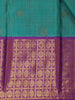 Teal Green Peacock Motif Woven Pure Kanchipuram Silk Saree