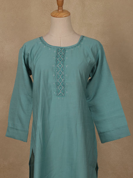 Teal Green Sequins Design Georgette Kurti - Diadem