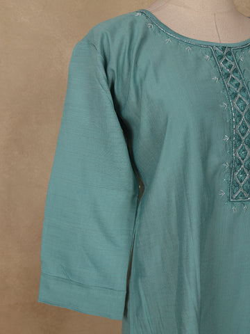Teal Green Sequins Design Georgette Kurti - Diadem
