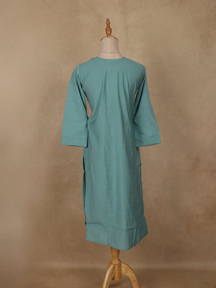 Teal Green Sequins Design Georgette Kurti - Diadem