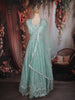 Teal Green Sequins and Beads Embroidered Design Net Lehenga With Net Dupatta
