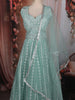 Teal Green Sequins and Beads Embroidered Design Net Lehenga With Net Dupatta