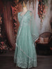 Teal Green Sequins and Beads Embroidered Design Net Lehenga With Net Dupatta