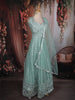 Teal Green Sequins and Beads Embroidered Design Net Lehenga With Net Dupatta