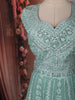 Teal Green Sequins and Beads Embroidered Design Net Lehenga With Net Dupatta