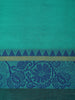 Teal Green Solid Cotton Saree With Blue Floral Design Border