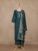 Teal Green Solid Design Cotton Straight Cut Salwar Suit