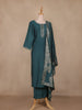 Teal Green Solid Design Cotton Straight Cut Salwar Suit