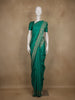Teal Green Solid Design Raw Silk Saree with Zari Border