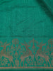 Teal Green Solid Design Raw Silk Saree with Zari Border
