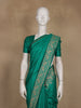 Teal Green Solid Design Raw Silk Saree with Zari Border
