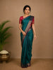 Teal Green Stripes Woven Pure Kanchipuram Silk Saree