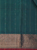 Teal Green Stripes Woven Pure Kanchipuram Silk Saree