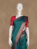 Teal Green Stripes Woven Pure Kanchipuram Silk Saree
