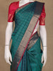 Teal Green Stripes Woven Pure Kanchipuram Silk Saree
