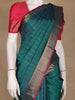 Teal Green Stripes Woven Pure Kanchipuram Silk Saree