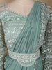 Teal Green Thread Embroidered Design Satin Ready To Wear Saree