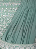 Teal Green Thread Embroidered Design Satin Ready To Wear Saree