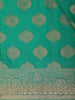 Teal Green Traditional Butta Zari Woven Design Banarasi Silk Designer Saree with Stone Work Border