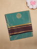 Teal Green Butta Woven Tissue Saree with Contrast Maroon Zari Border