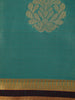 Teal Green Butta Woven Tissue Saree with Contrast Maroon Zari Border