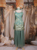 Teal Green Zari Woven Design Silk Palazzo Suit with Dupatta