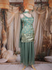 Teal Green Zari Woven Design Silk Palazzo Suit with Dupatta