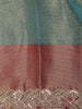 Teal Green Zari Woven Design Tissue Silk Saree with Designer Border