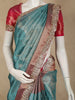 Teal Green Zari Woven Design Tissue Silk Saree with Designer Border