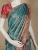 Teal Green Zari Woven Design Tissue Silk Saree with Designer Border