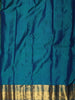 Teal Green and Blue Geometric Zari Woven Design Pure Kanchipuram Silk Saree with Zari Border
